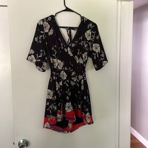 Black Floral Romper